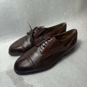 Heyraud Men’s 8.5 41.5 Italy Brown Oxford Leather Dress Brogue Shoes